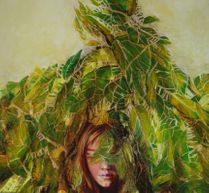 Girl with the leaves / oil on canvas / 200x100 cm / 2011